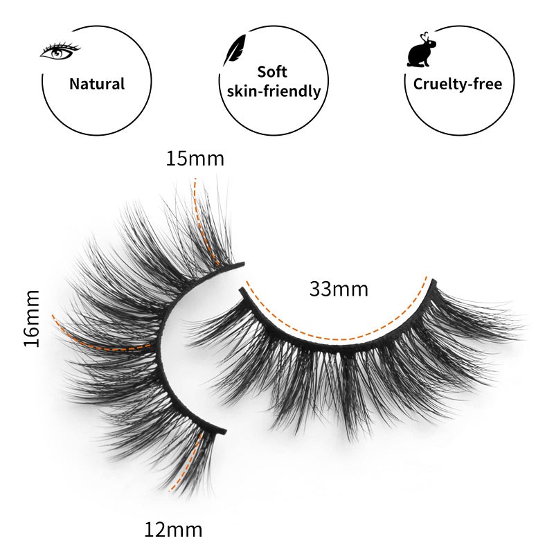 DYSILK Fake Eyelashes Natural Lash - Mink Lashes 5 Pairs 6D Wispy Lash Pack - Eye Lashes Strip Eyelash Extension Kit Reusable False Lashes Natural Look | 002-16mm - Image 3